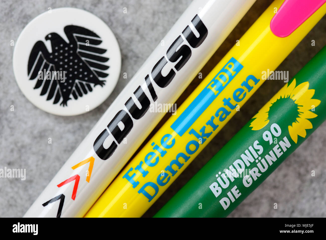 Biro, CDU/CSU, FDP, Bündnis 90/Die Grünen, Jamaika Koalition Stockfoto