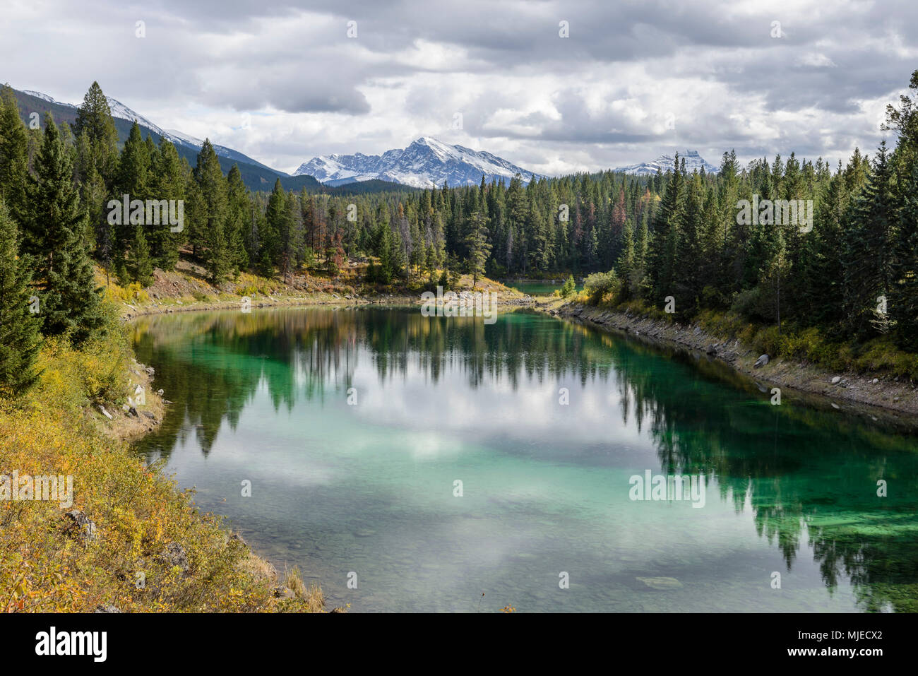 Tal der fünf Seen, Alberta, National Park, Rocky Mountains, See, Türkis, Oberfläche, Wasser Stockfoto