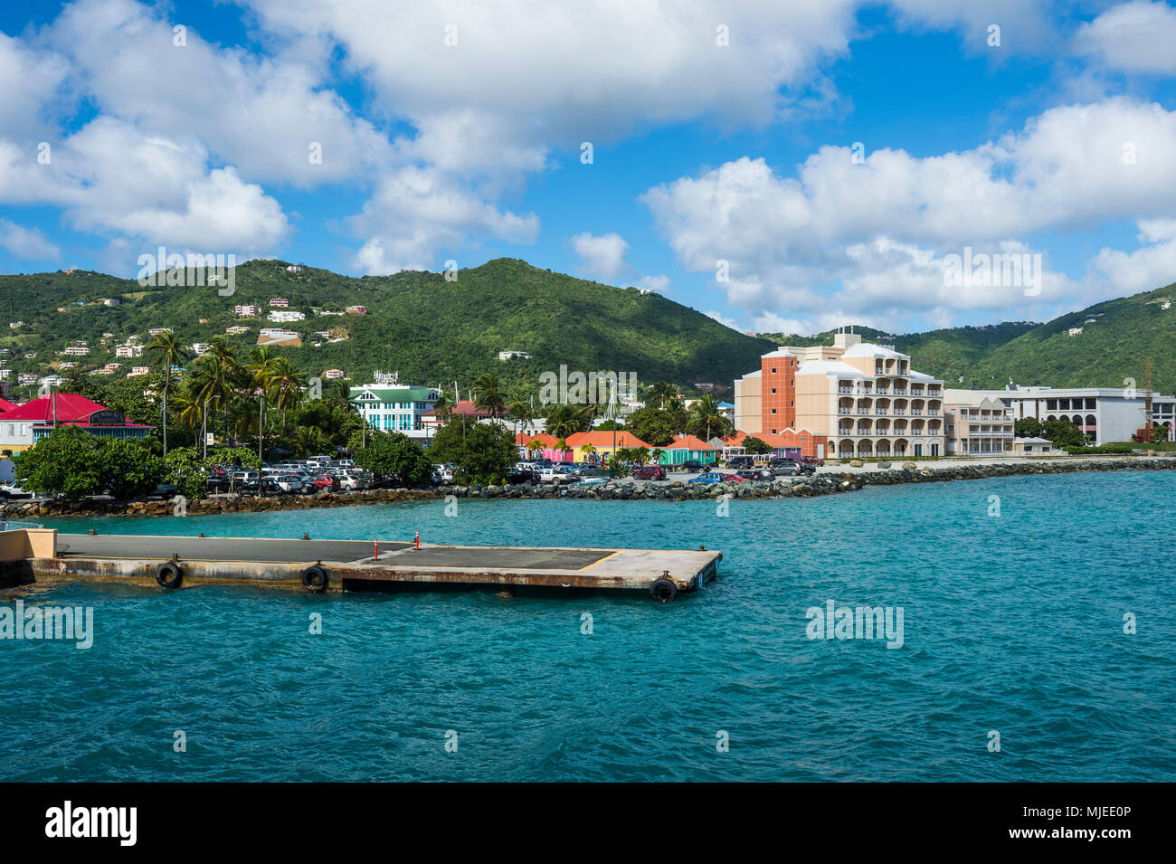 Blicken Sie über Roadtown, Tortola, Britische Jungferninseln Stockfoto