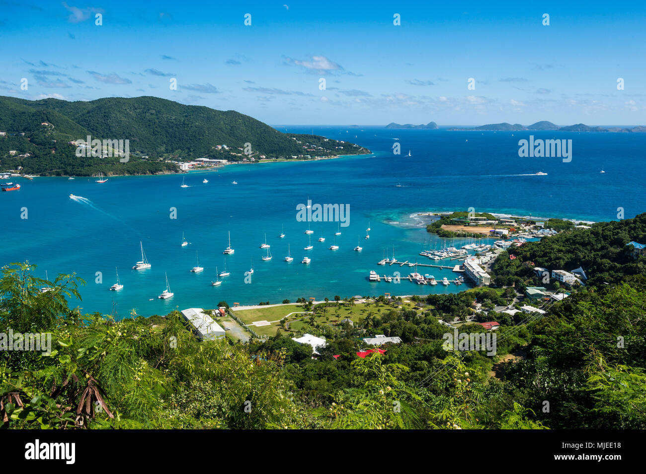 Blicken Sie über Roadtown, Tortola, Britische Jungferninseln Stockfoto