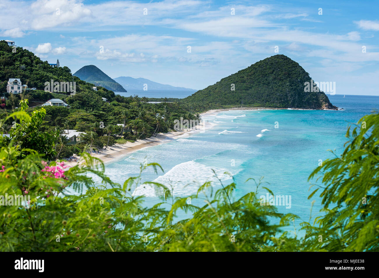 Blicken Sie über Long Beach, Tortola, Britische Jungferninseln Stockfoto