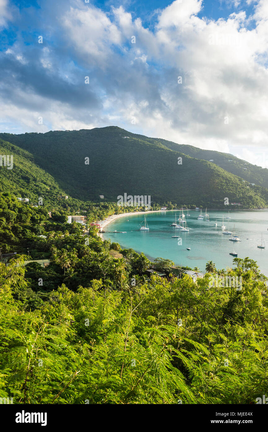 Overlool über Cane Garden Bay, Tortola, Britische Jungferninseln Stockfoto