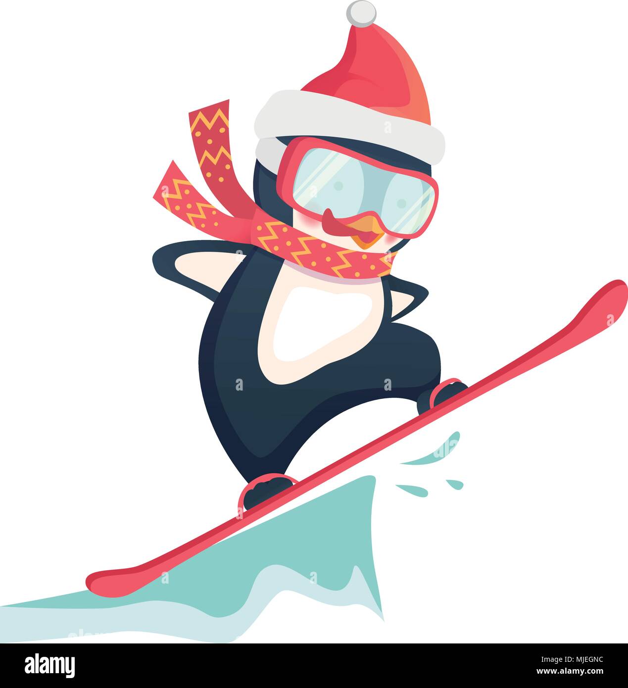 Pinguin snowboarder zu springen Stock Vektor
