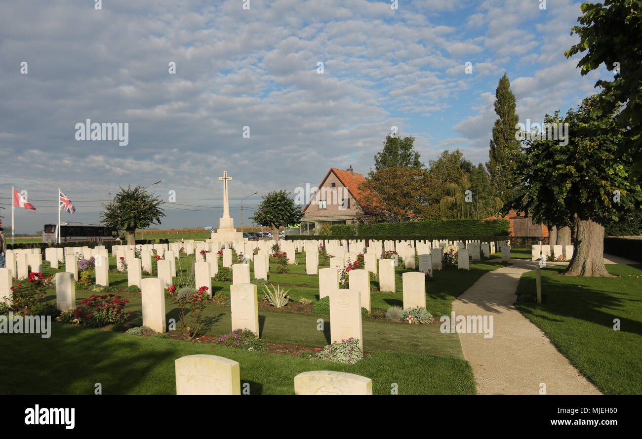 Soldatenfriedhöfe in Belgien. Stockfoto
