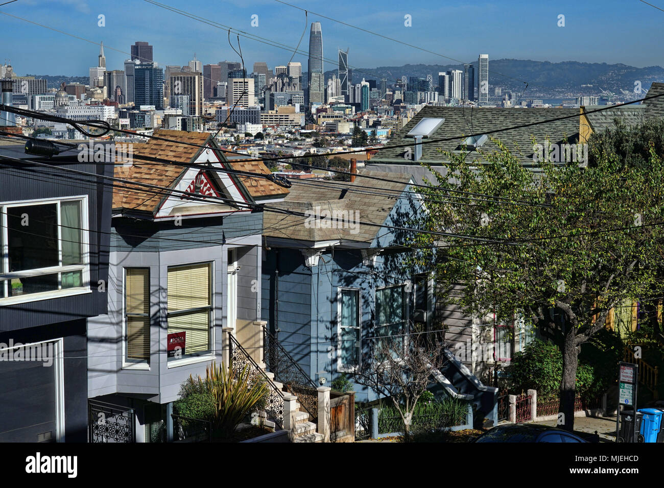 Blick auf die Innenstadt von San Francisco und die Salesforce Gebäude Stockfoto