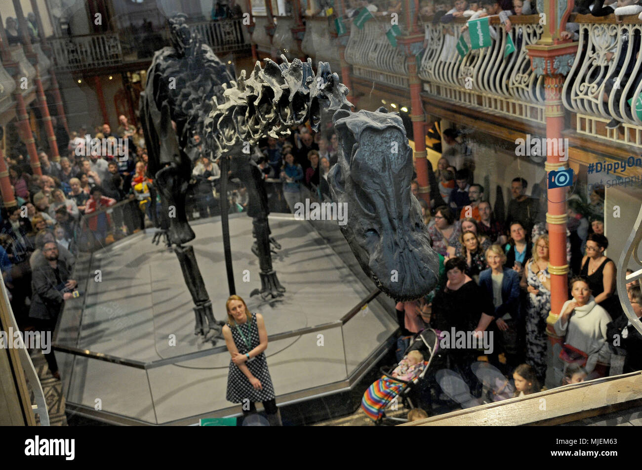 Die Dinosaurier Dippy, Schule Kinder Abschied der Dinosaurier zu Dippy, wie es Dorset County Museum in Dorchester verlässt die Tour mit einem Besuch in Birmingham Museum & Art Gallery, um fortzufahren. Credit: Finnbarr Webster/Alamy leben Nachrichten Stockfoto