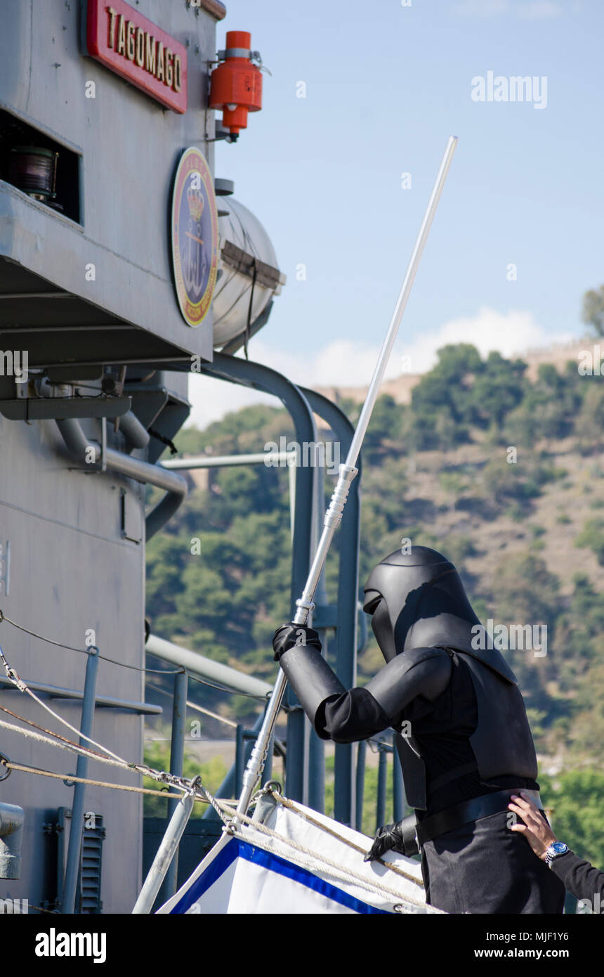 Malaga, Andalusien, Spanien, 5. Mai 2018. Parade der 501st Legion der Star Star Wars Parade von Malaga. Die legion ist eine internationale Ventilator - gegründete Organisation tragen von Bildschirm-genaue Replikate Mittel für die Stiftung FUNDACIÓN DE KREBS INFANTIL ANDRÉS OLIVARES profitieren krebskranke Kinder zu erhöhen. © Perry Van Munster/Alamy leben Nachrichten Stockfoto