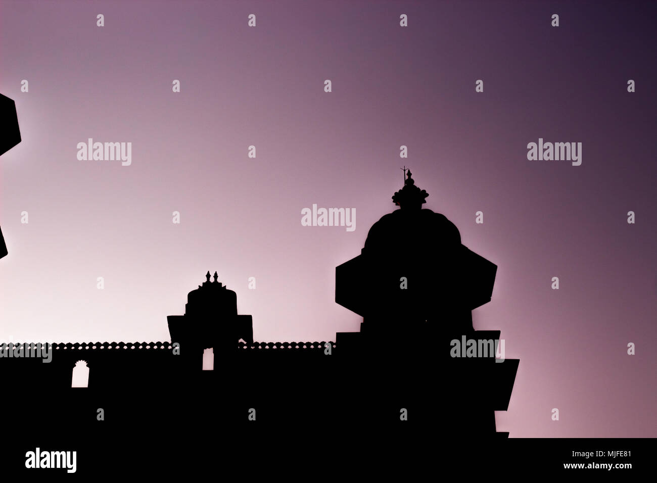 City Palace Udaipur Silhouette Foto Stockfoto