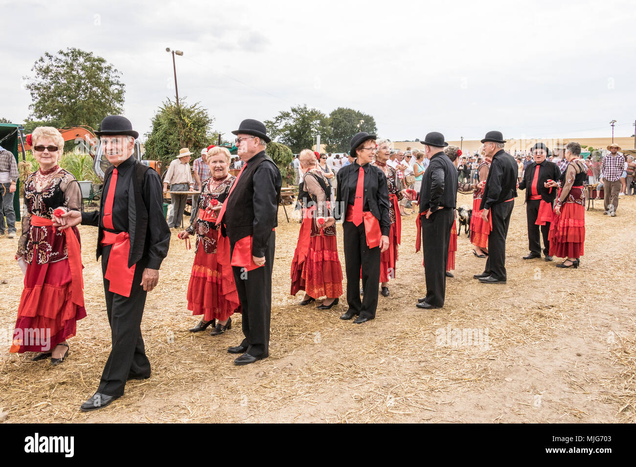 Fete De La Moisson Valennes Sarthe Frankreich landwirtschaftliches Fest, in dem die Bauern aus ihren vergangenen und gegenwärtigen landwirtschaftlichen Weg des Lebens zeigen. Stockfoto