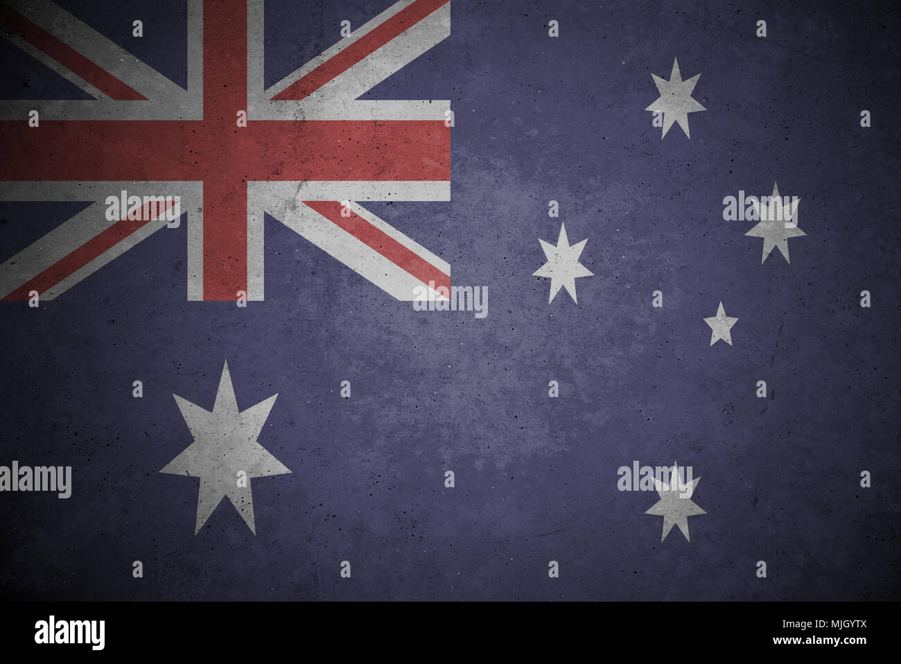 Australische Flagge Muster auf der Betonwand. Stockfoto