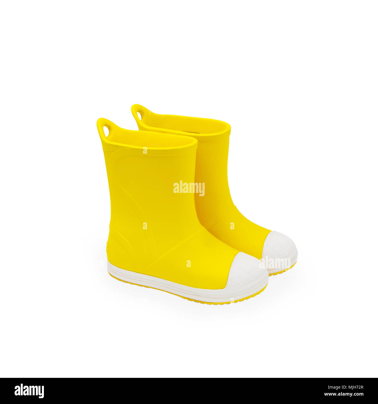 Die Stilleben von Paar gelbe Gummistiefel Stockfoto