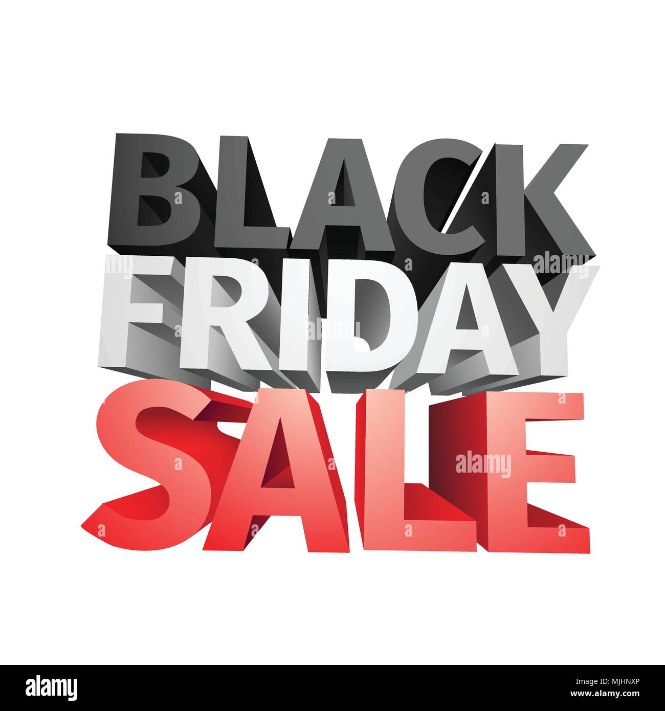 3D big Freitag verkauf Text auf weißem Hintergrund. Vector Illustration. Stock Vektor
