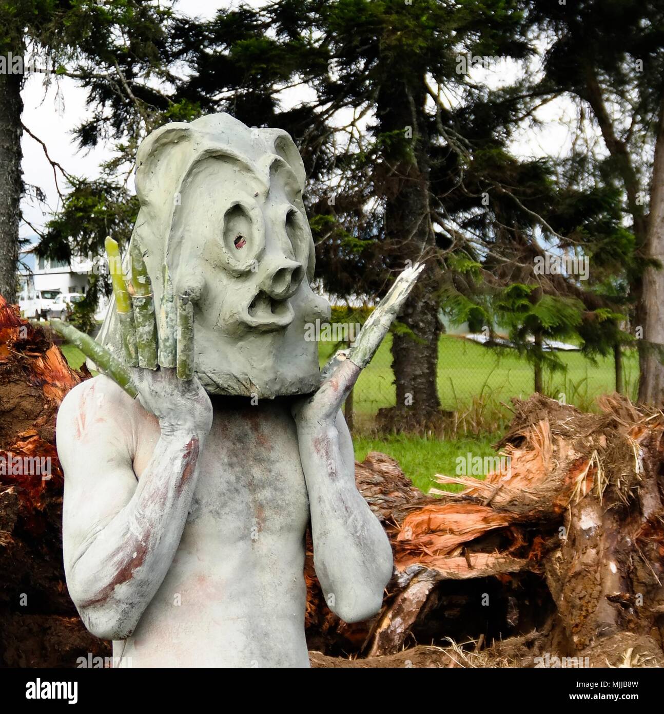 Asaro Mudman Stamm Mann in Mount Hagen Festival in Papua Neuguinea Stockfoto