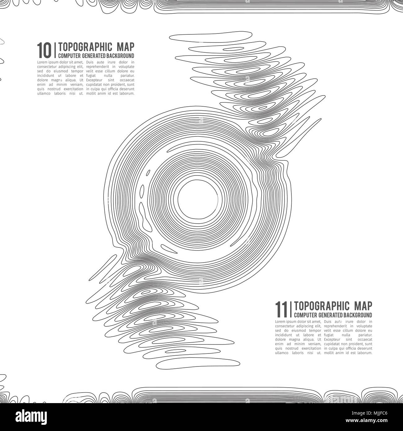 Topografische Karte Kontur Hintergrund. Topo Karte mit Höhenangaben. Konturkarte Vektor. Geographische Welt Topographie Map Grid abstract Vector Illustration. Stock Vektor