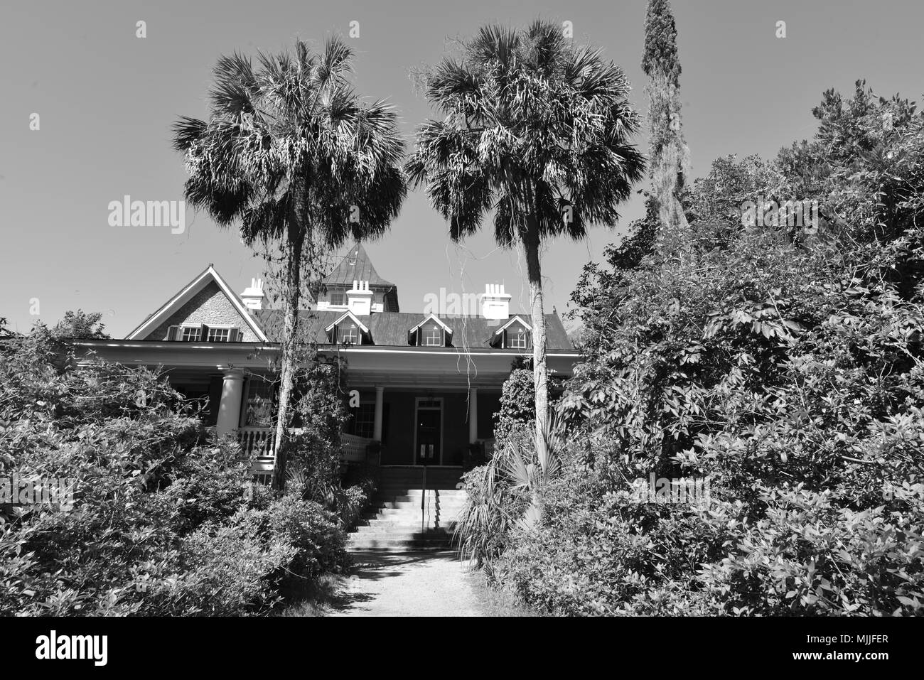 Magnolia Plantation House im Sommer. Stockfoto