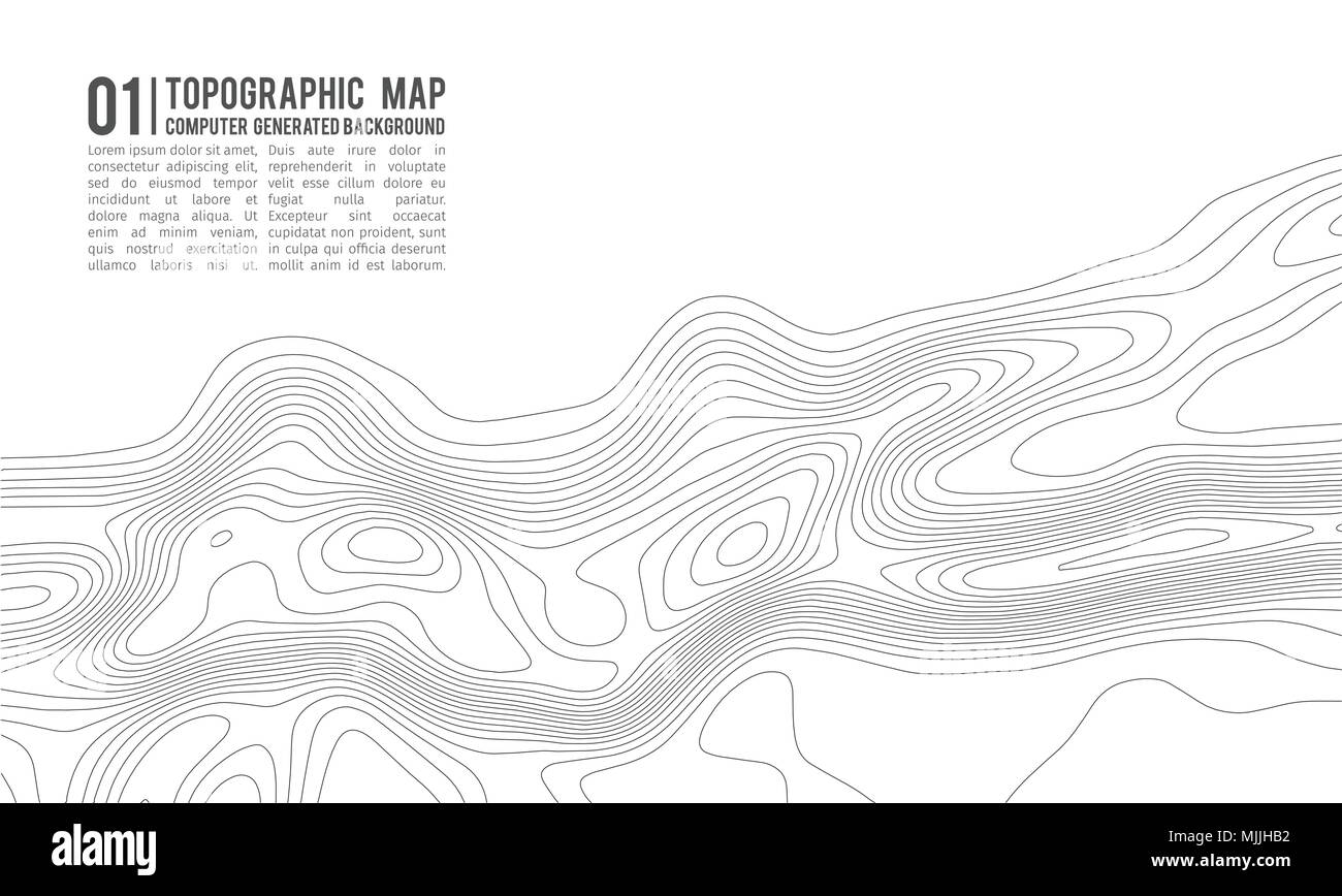 Topografische Karte Kontur Hintergrund. Topo Karte mit Höhenangaben. Konturkarte Vektor. Geographische Welt Topographie Map Grid abstract Vector Illustration. Stock Vektor