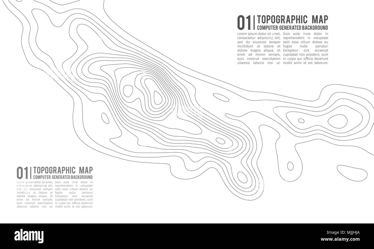 Topografische Karte Kontur Hintergrund. Topo Karte mit Höhenangaben. Konturkarte Vektor. Geographische Welt Topographie Map Grid abstract Vector Illustration. Stock Vektor