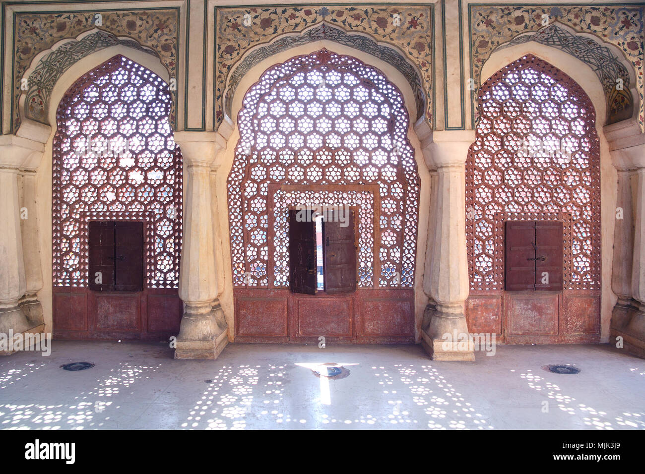 Schöne Dekoration eines indischen Palast in Japur Stockfoto