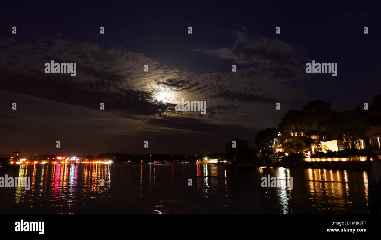 Urlaub in Porec unter Vollmond Stockfoto