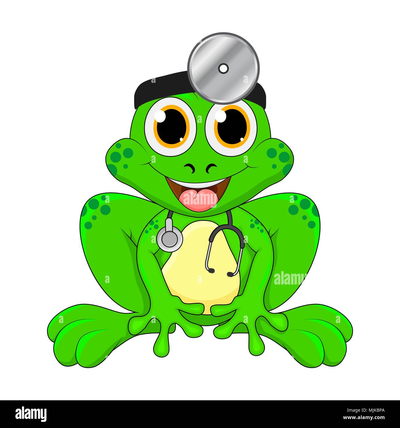 Cartoon Frosch Arzt auf weißem Hintergrund Stock Vektor