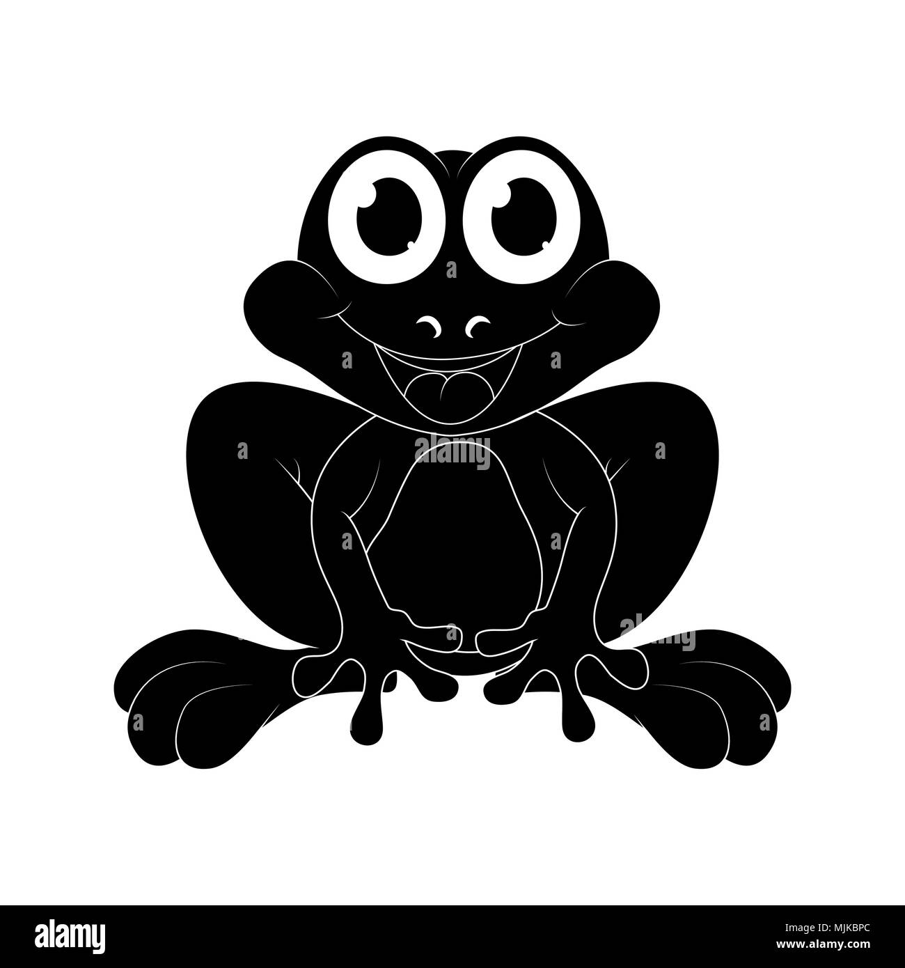 Cartoon Frosch Silhouette auf weißem Hintergrund Stock Vektor