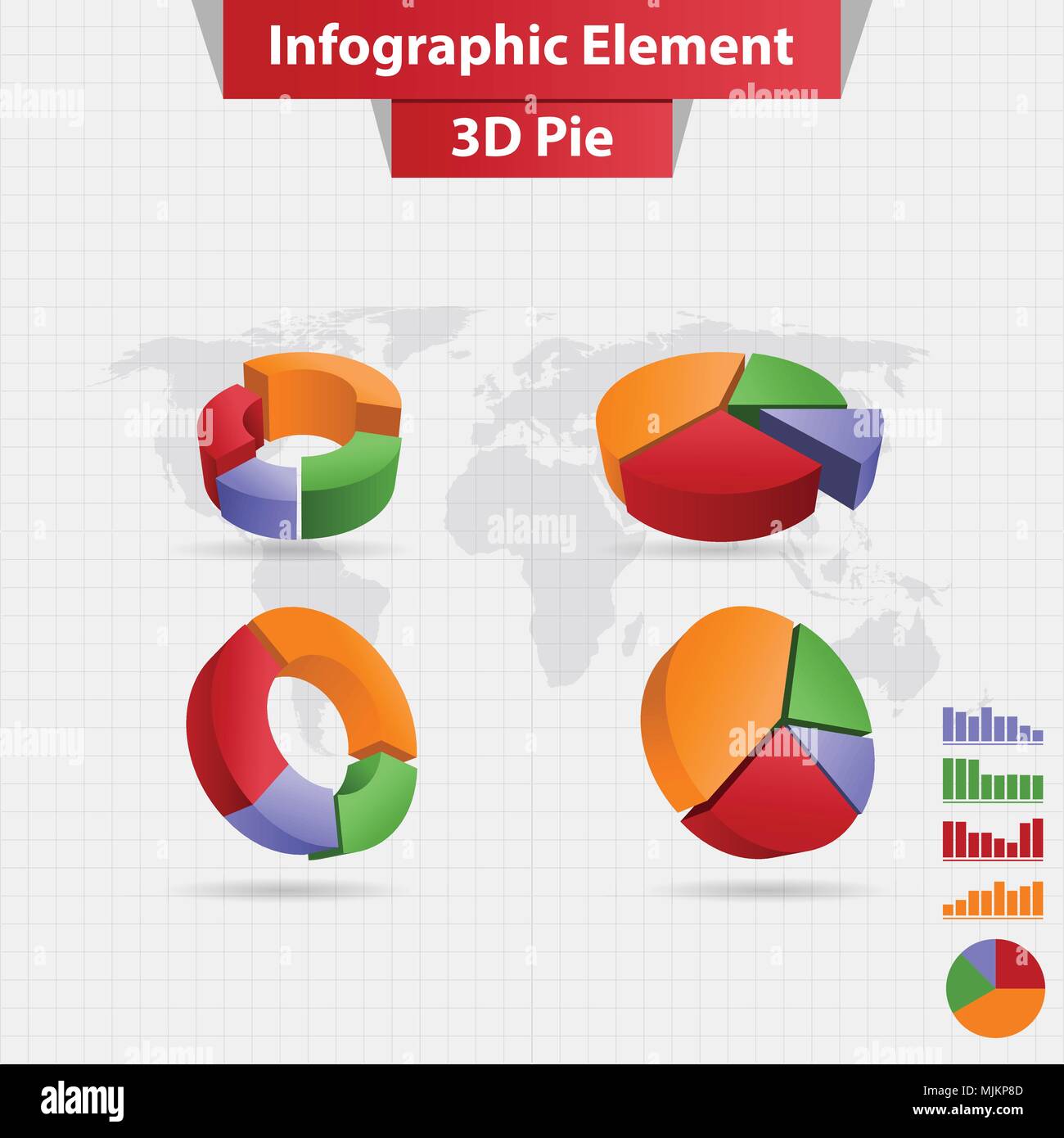 4 verschiedene Infografik Element 3D-Kreisdiagramm Vektor Stock Vektor