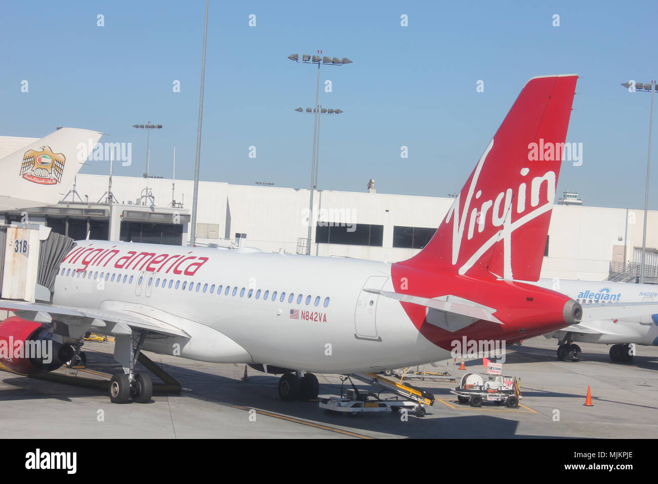 Virgin America Flugzeug, LAX Stockfoto