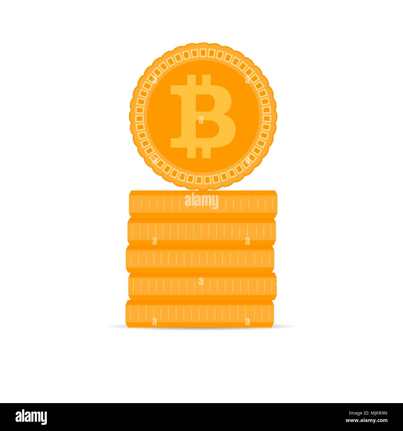 Stapel von Golden bitcoin Münzen. Golden Finanzen Kryptographie Währung, Geld und Bit-Medaille. Vector Illustration Stock Vektor