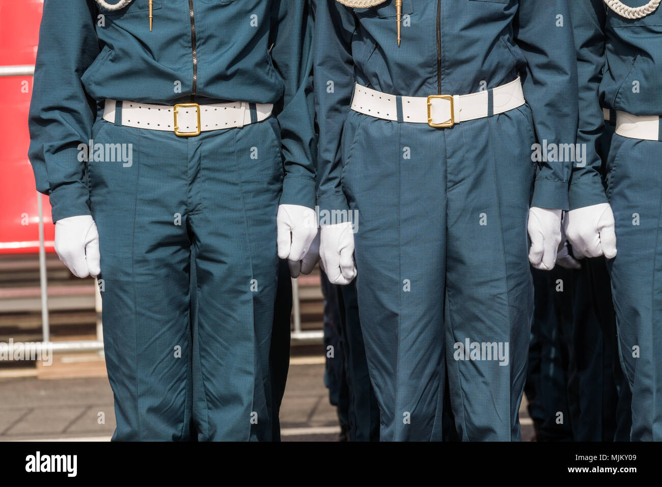 SAMARA - 5. Mai: Generalprobe der militärischen Parade während der Feier der Tag des Sieges im Großen Vaterländischen Krieg - russische Soldaten, die auf dem Stockfoto