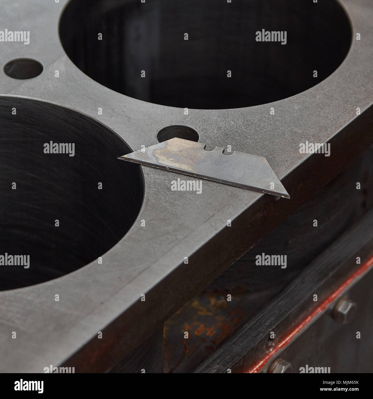 Am Zylinderkopf block Blade Stockfoto