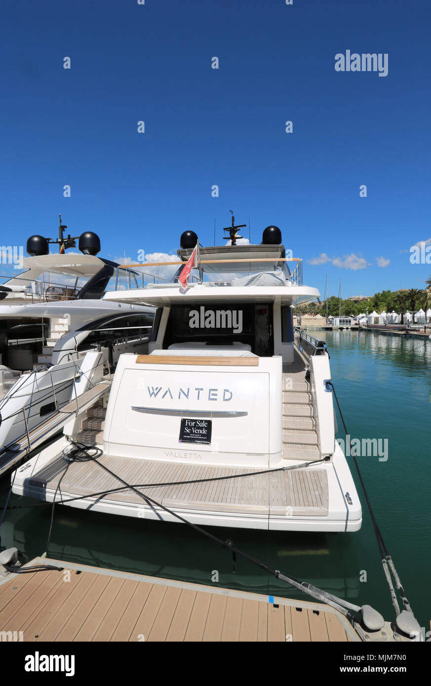 Luxus Mallorca - Luxus Motor Yacht 'wollte' (San Lorenzo SL104 Serie, 31,7 m/104 feet, startete 2012) - Boote bei Palma internationale Bo Stockfoto