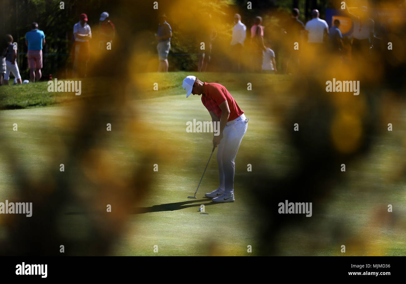 Dänemarks Lucas Bjerregaard am Tag eins der Golf Sixes Turnier in Centurion, Club, St Albans. Stockfoto