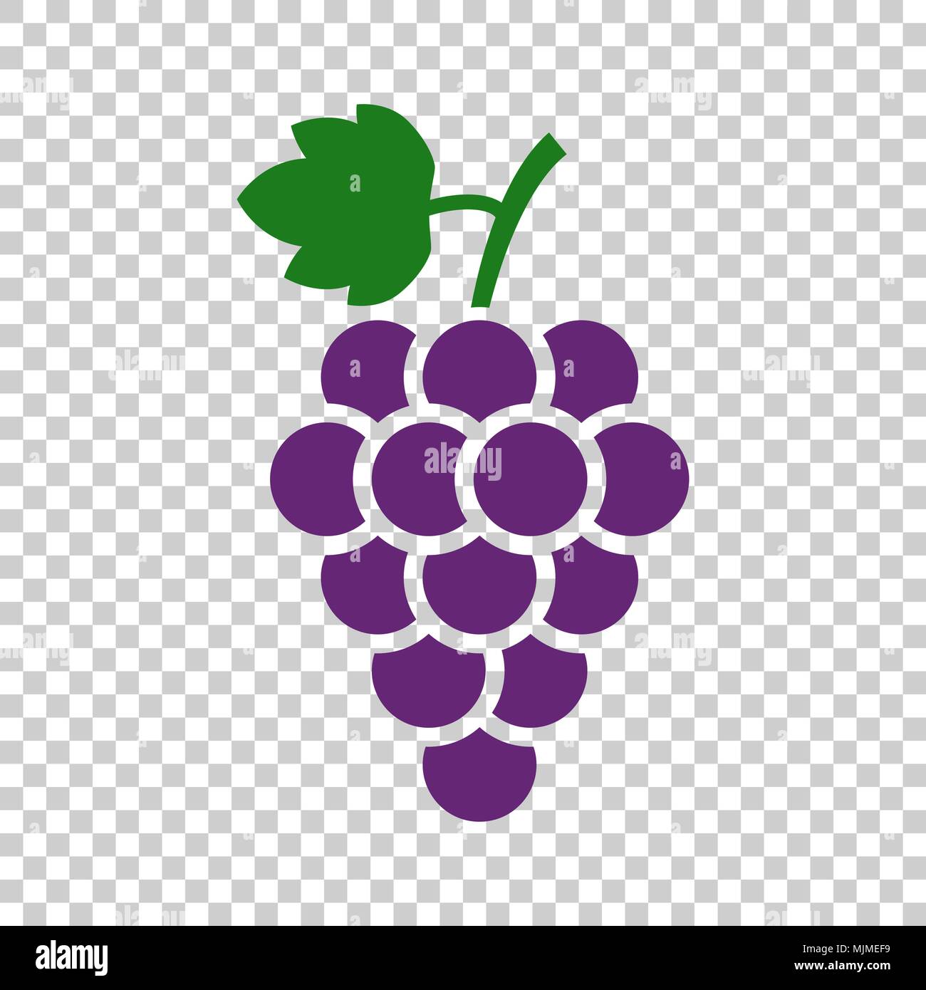 Traube Frucht mit Blatt Symbol. Vector Illustration auf isolierte transparenten Hintergrund. Geschäftskonzept Bündel Wein Weinrebe Piktogramm. Stock Vektor