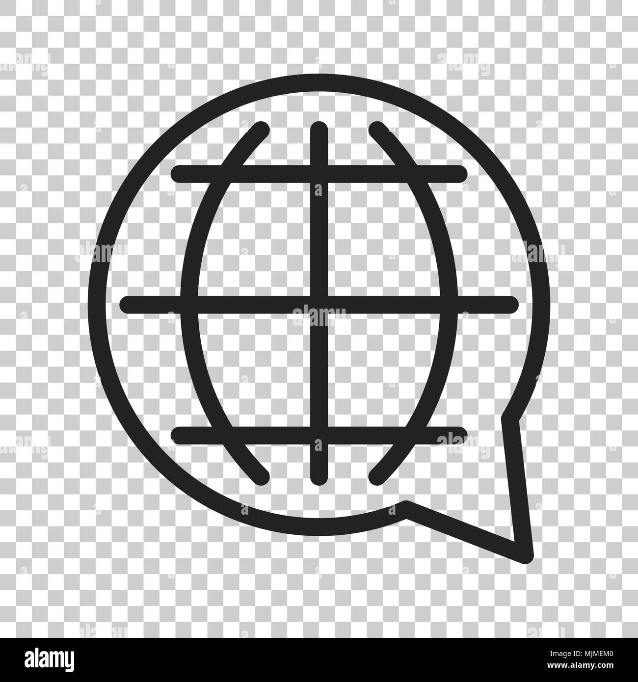 Sprache auswählen oder Symbol ändern. Vector Illustration auf isolierte transparenten Hintergrund. Geschäftskonzept globe world Kommunikation Piktogramm. Stock Vektor