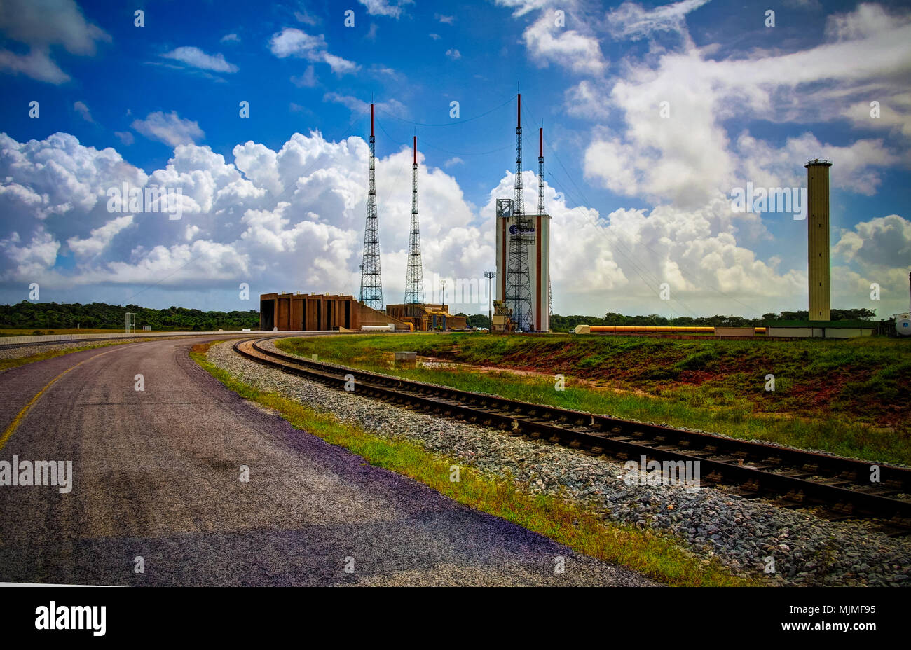 Lounchers im Raumfahrtzentrum Guayana in Kourou, Französisch-Guayana Stockfoto