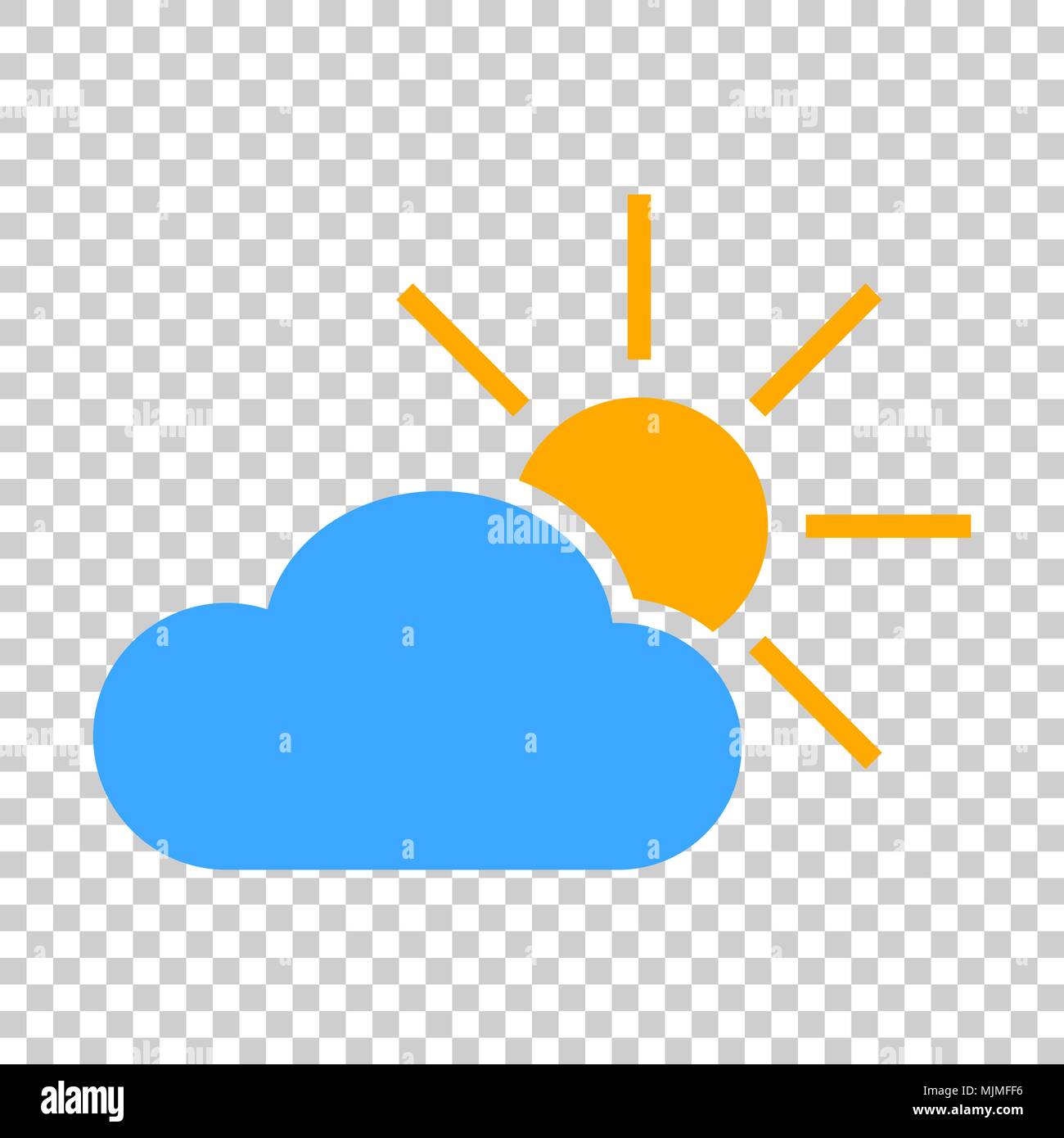 Wettervorhersage Symbol im flachen Stil. Sonne mit Wolken Abbildung auf