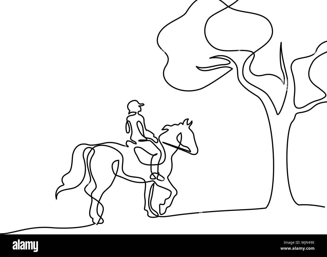 Kontinuierliche eine Linie zeichnen. Horse Logo Stock Vektor