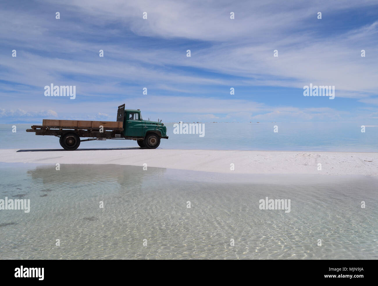 Salzproduktion im Salar de Uyuni Stockfoto