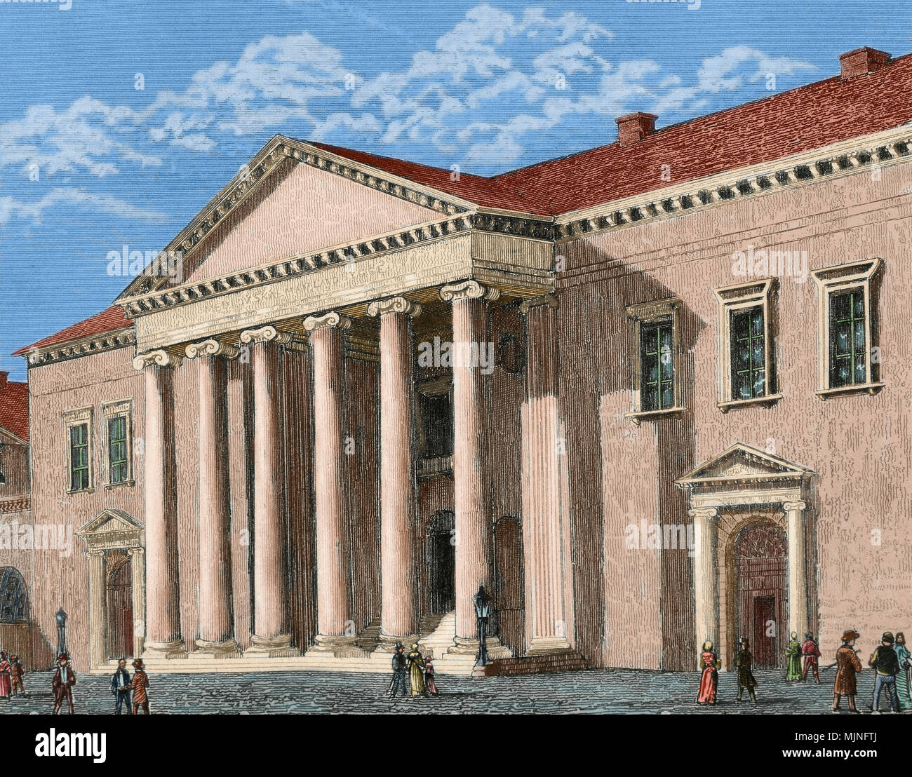 Kopenhagen. Dänemark. Rathaus. Gravur, 1846. Später Färbung. Stockfoto