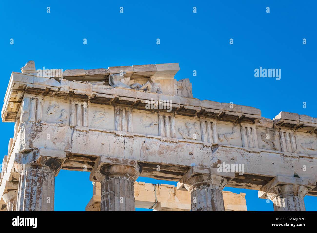 Pferd Skulpturen am Parthenon' s Fries von Athen Parthenon in Griechenland Stockfoto