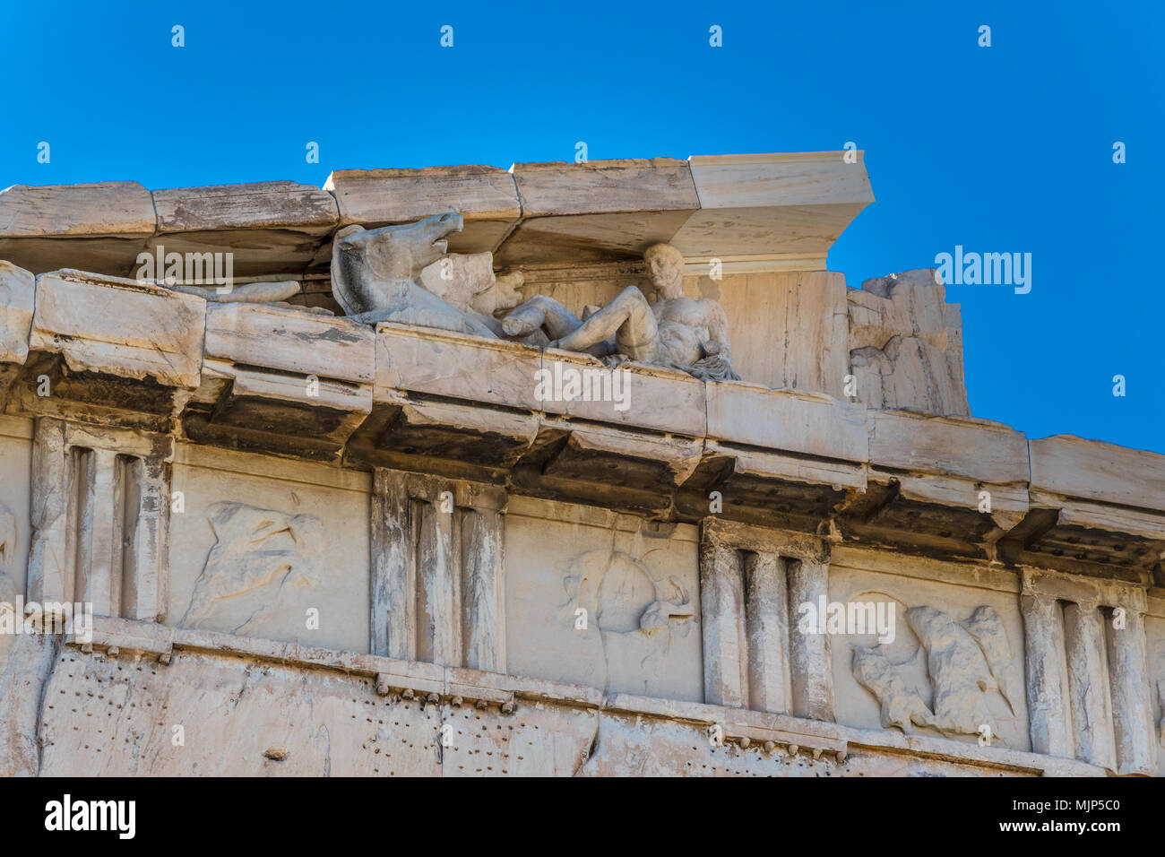 Pferd Skulpturen am Parthenon' s Fries von Athen Parthenon in Griechenland Stockfoto