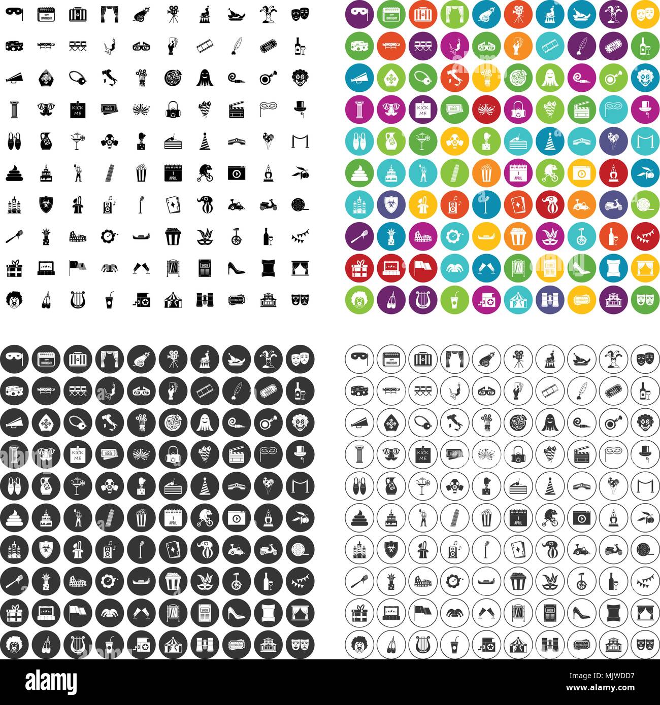 100 Maske Icons Set Vector Variante Stock Vektor