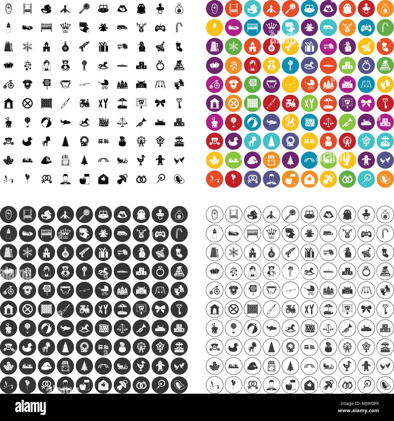 100 baby Icons Set Vector Variante Stock Vektor