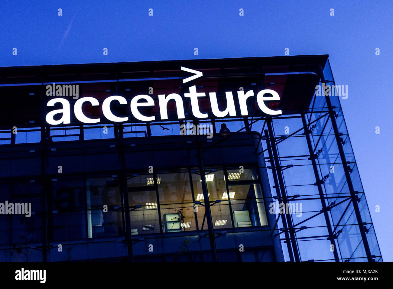 Accenture Logo, Zeichen, Prag, Tschechische Republik Stockfoto