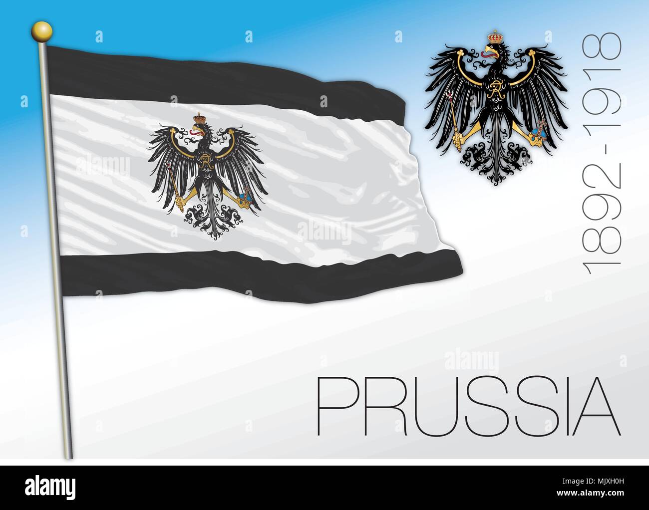 Preußen historische Flagge und Wappen, Deutschland Stock Vektor