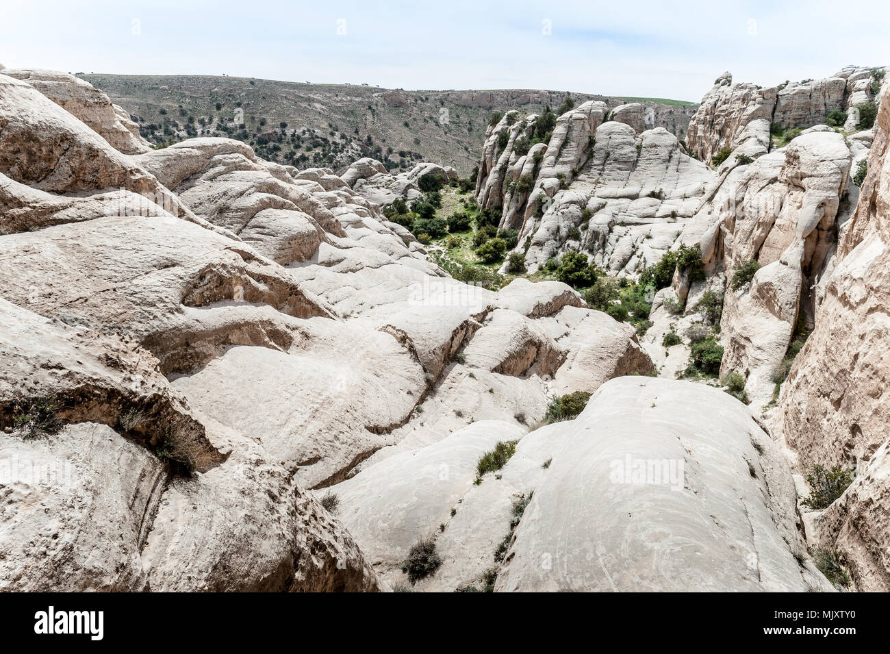 Dana Biosphärenreservat ist Jordanien das größte Naturschutzgebiet im Süden - zentrale Jordan. Dana Biosphärenreservat wurde 1989 in der Region gegründet. Stockfoto