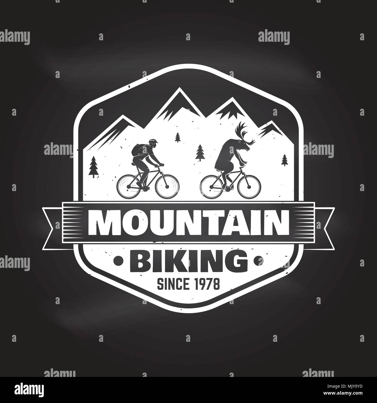 Mountain Bike Club. Vector Illustration. Konzept für T-Shirt, Druck, Stempel oder T-Stück. Vintage Typografie Design mit Fahrrad und Mountainbike Silhouette. Chalk d Stock Vektor