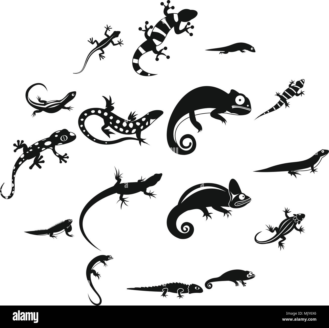 Eidechse Icons Set, einfachen Stil Stock Vektor