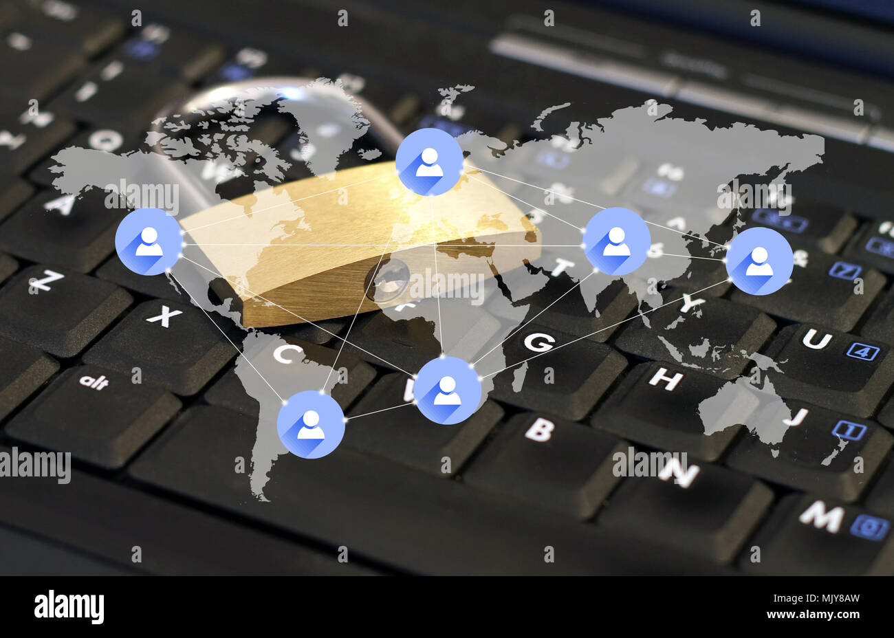 Globale Daten Netzwerk und IT-Sicherheit Stockfoto