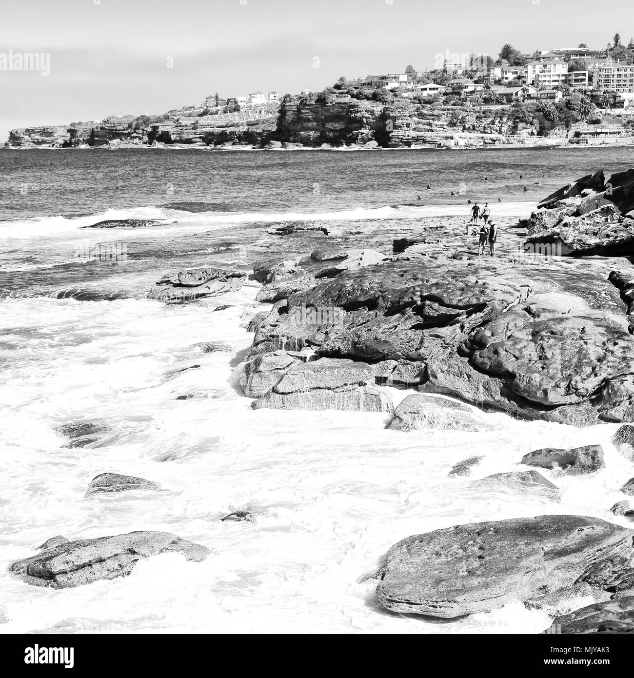 In Australien Sydney die Bucht der Fels und das Meer in der Nähe von Bondi Beach Stockfoto